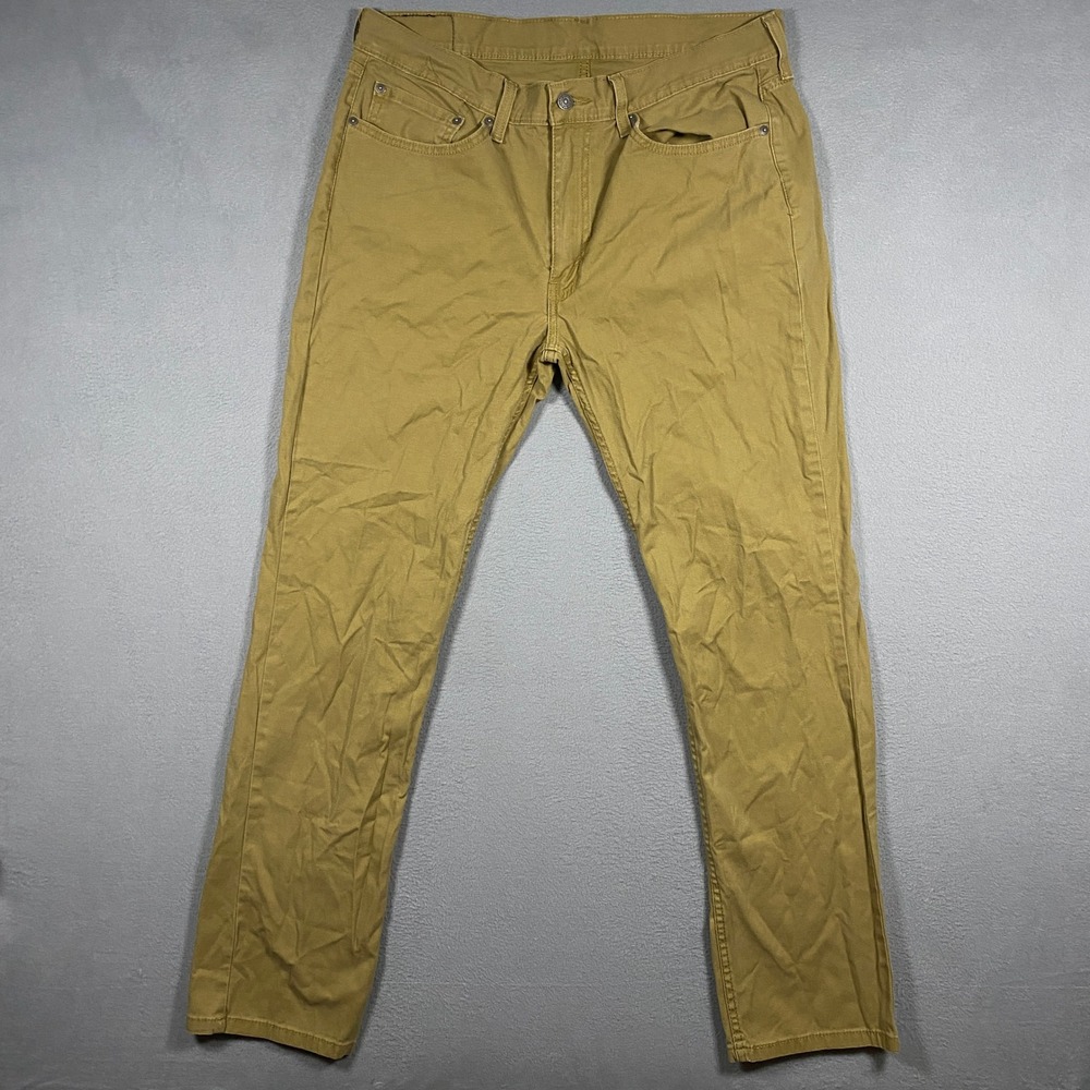 Levis 514 Straight Fit Pants Mens 36x34 Khaki Tan Stretch Twill 00514-1779